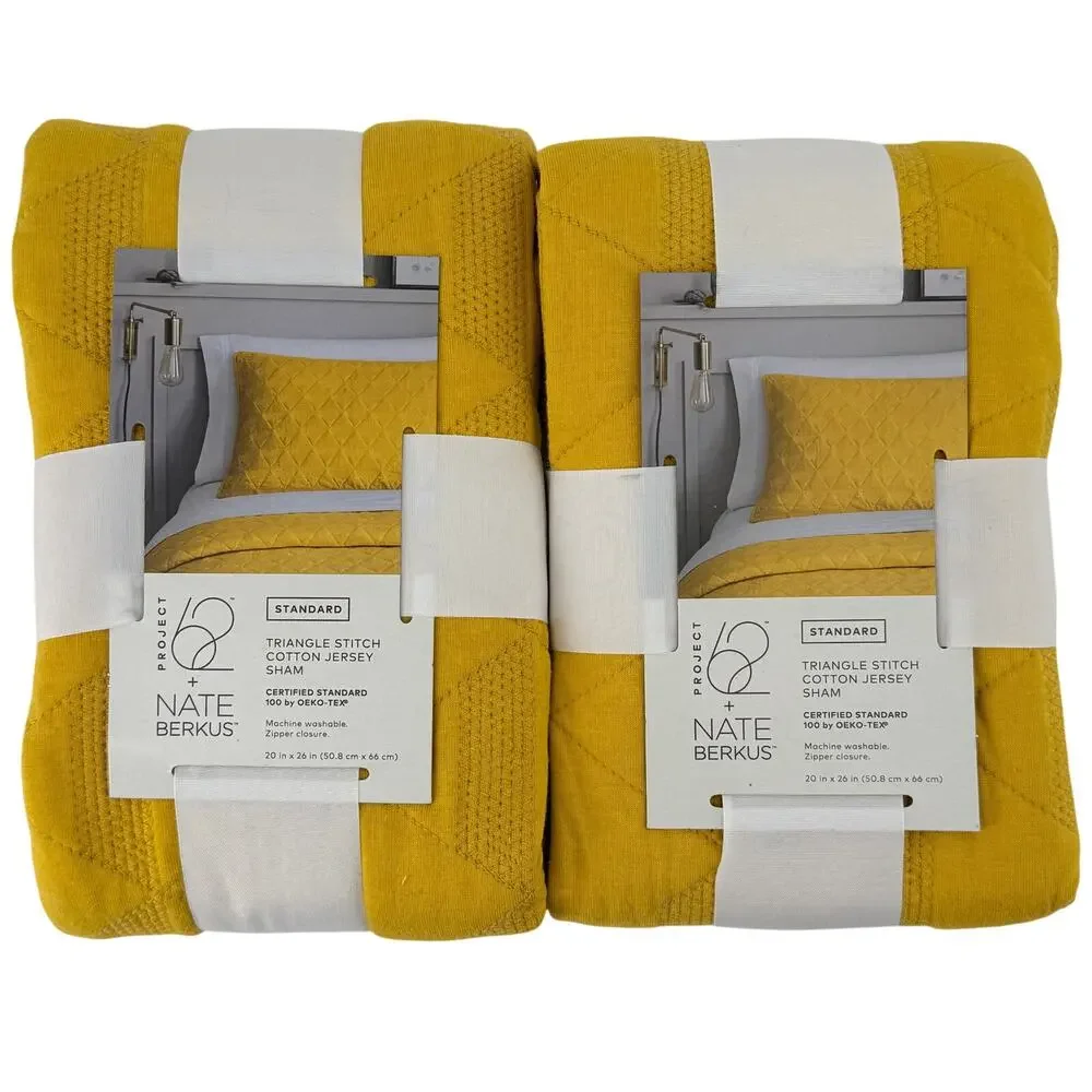 Project 62 Nate Berkus Standard Pillow Shams Lot Yellow 20x26 Set of 2 New
